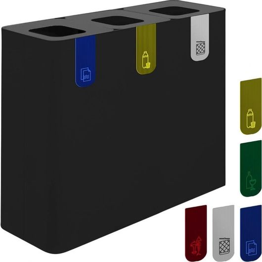 Κάδος Απορριμμάτων Μεταλλικός Κάδος Ανακύκλωσης Stil Casa 3x60lt Μαύρο