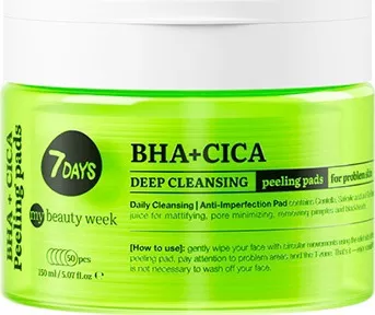 Απολεπιστικό Προσώπου 7DAYS BHA+CICA Deepl Cleansing Pads για Ευαίσθητες Επιδερμίδες 150ml 1τμχ