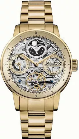 Ανδρικό Ρολόι Ingersoll I07711 με Μεταλλικό Μπρασελέ Χρυσό