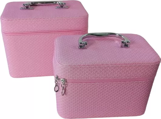 Βαλιτσάκι Αισθητικής Ro-Ro Accessories Glitter Σετ 2τμχ Ροζ