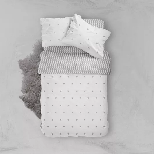 Σετ Μαξιλαροθήκες Borea Βαμβακερές Ριγέ 70x50cm Γκρι