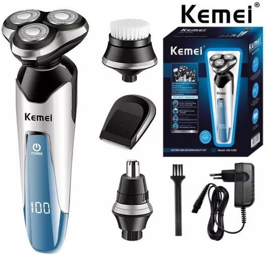 Kemei KM-5390 Περιστρεφόμενη Ξυριστική Μηχανή Προσώπου Επαναφορτιζόμενη