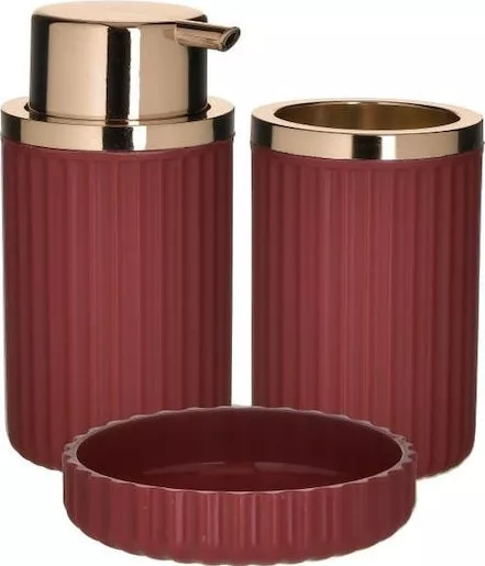 Σετ Μπάνιου Click Πλαστικό 3τμχ Μπορντό / Ροζ Χρυσό
