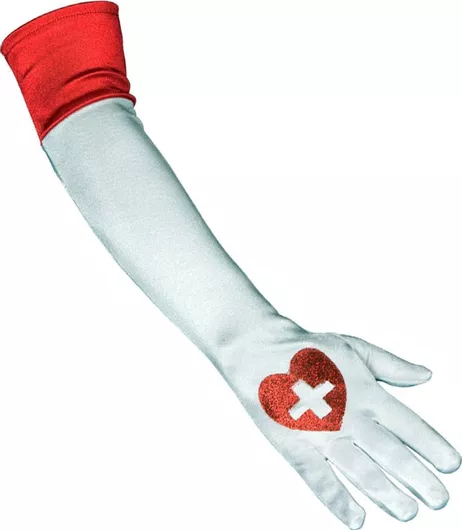 Αποκριάτικα Γάντια Clown Republic Νοσοκόμας 47cm Λευκό