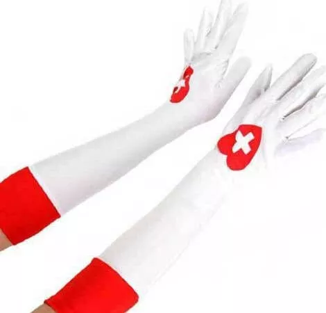 Αποκριάτικα Γάντια Clown Republic Νοσοκόμας 47cm Λευκό