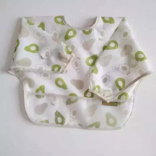 Σαλιάρα Baby Donkey Αδιάβροχη Ποδιά Υφασμάτινη με Τσέπη & Μανίκια Λευκό