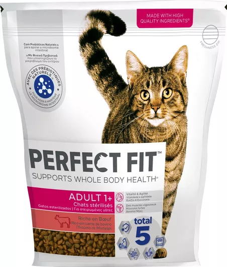 Ξηρά Τροφή Perfect Fit Adult 1+ 1.4kg για Ενήλικες Στειρωμένες Γάτες με Μοσχάρι 