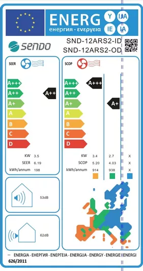 Κλιματιστικό Inverter Sendo Aris 12000 BTU A++ / A+