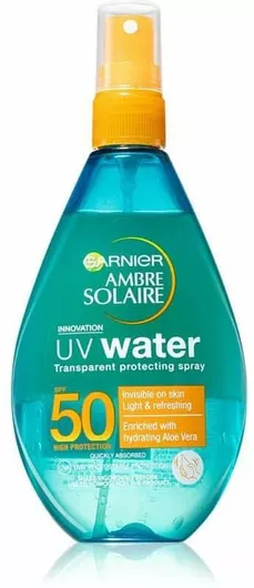 Αντηλιακό Spray Garnier Ambre Solaire UV Water Clear Sun Cream SPF50 Διάφανο 150ml