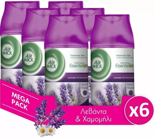 Airwick Ανταλλακτικό Συσκευής Ψεκασμού Freshmatic Lavender & Chamomile 6τμχ 250ml