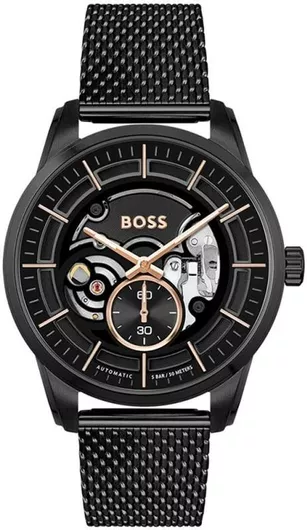 Ανδρικό Ρολόι Hugo Boss 1514035 Αναλογικό με Μεταλλικό Μπρασελέ 44mm σε Μαύρο