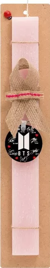 Πασχαλινή Λαμπάδα Koupakoupa BTS signs Αρωματική Πλακέ Σετ με Ξύλινο Μπρελόκ Ροζ