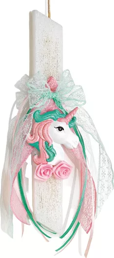 Πασχαλινή Λαμπάδα Adorex ΕΛ462 Μονόκερος 20cm Λευκό