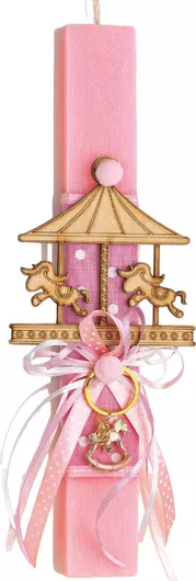 Πασχαλινή Λαμπάδα Adorex ΕΛ503 Καρουζέλ 20cm Ροζ