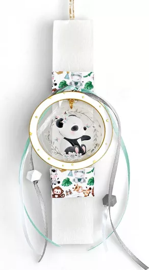 Πασχαλινή Λαμπάδα Adorex ΕΛ752 Αρκουδάκι 20cm Λευκό