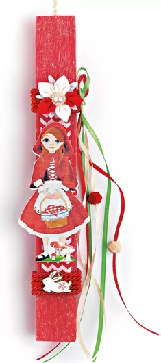 Πασχαλινή Λαμπάδα Adorex ΕΛ796 Κοκκινοσκουφίτσα 20cm Κόκκινο