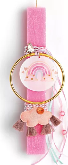 Πασχαλινή Λαμπάδα Adorex ΕΛ806 Ουράνιο Τόξο 20cm Ροζ