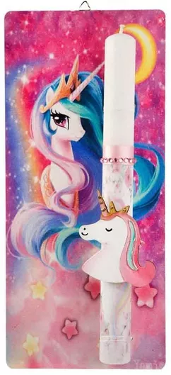 Πασχαλινή Λαμπάδα Dreamlight Χειροποίητη Καδράκι Μονόκερως Ροζ