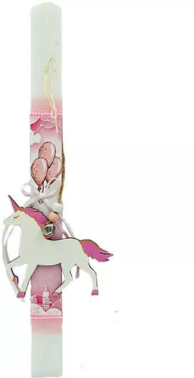Πασχαλινή Λαμπάδα Dreamlight Χειροποίητη Μονόκερως Ξύλινος Λευκό
