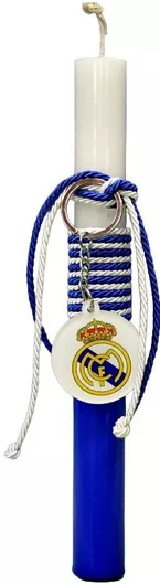 Πασχαλινή Λαμπάδα Gerakis 24Δ006 Ποδόσφαιρο Real Μπρελόκ 25x2.5cm Λευκό / Μπλε