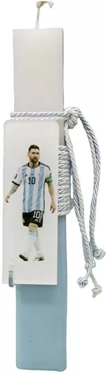 Πασχαλινή Λαμπάδα Gerakis 24Δ007 Ποδόσφαιρο Messi 25x4x2cm Λευκό / Γαλάζιο