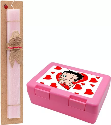 Πασχαλινή Λαμπάδα Koupakoupa Betty Boop Αρωματική Πλακέ Σετ με Παιδικό Δοχείο Κολατσιού Ροζ