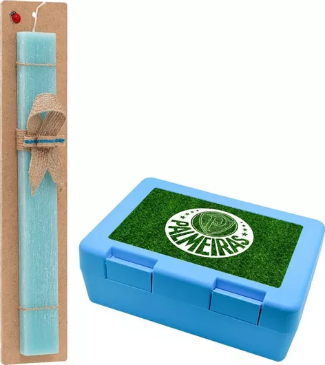 Πασχαλινή Λαμπάδα Koupakoupa Palmeiras Αρωματική Πλακέ Σετ με Παιδικό Δοχείο Κολατσιού Μπλε