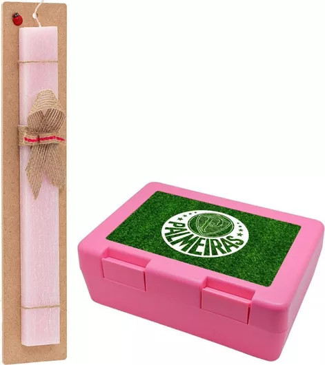 Πασχαλινή Λαμπάδα Koupakoupa Palmeiras Αρωματική Πλακέ Σετ με Παιδικό Δοχείο Κολατσιού Ροζ