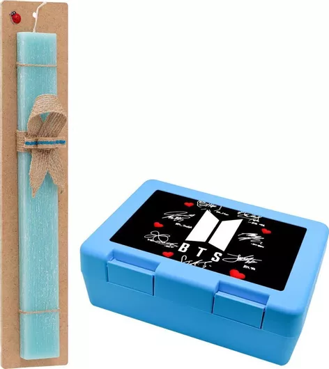 Πασχαλινή Λαμπάδα Koupakoupa BTS signs Αρωματική Πλακέ Σετ με Παιδικό Δοχείο Κολατσιού Μπλε