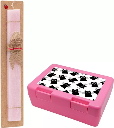 Πασχαλινή Λαμπάδα Koupakoupa Μαύρο γάτα Αρωματική Πλακέ Σετ με Παιδικό Δοχείο Κολατσιού Μαύρο