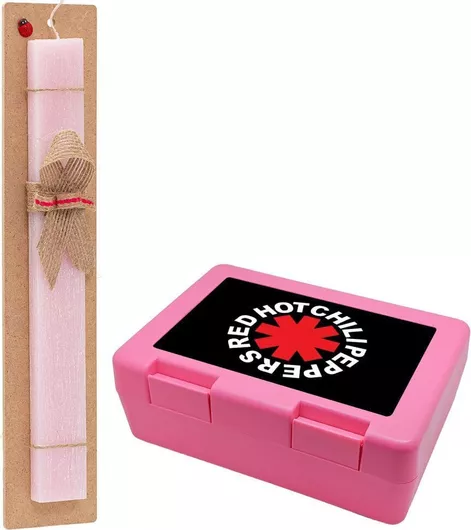 Πασχαλινή Λαμπάδα Koupakoupa Red Hot Chili Peppers Αρωματική Πλακέ Σετ με Παιδικό Δοχείο Κολατσιού Ροζ