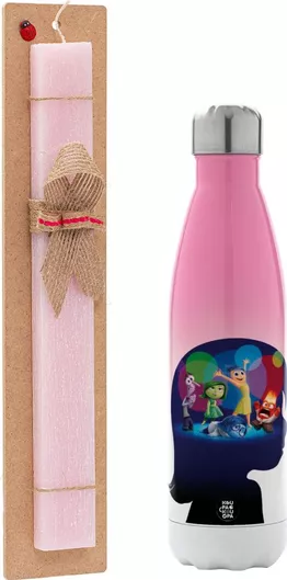 Πασχαλινή Λαμπάδα Koupakoupa Τα Μυαλά που Κουβαλάς Σετ με Θερμός Inox 500ml Αρωματική Ροζ