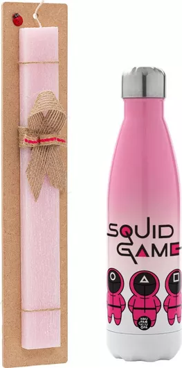 Πασχαλινή Λαμπάδα Koupakoupa Το Παιχνίδι του Καλαμαριού Σετ με Θερμός Inox 500ml Αρωματική Ροζ