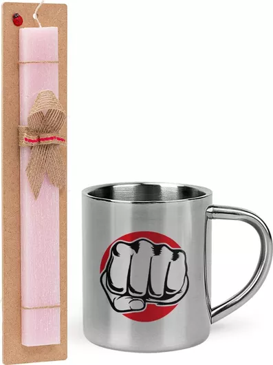 Πασχαλινή Λαμπάδα Γροθιά Punch Σετ με Μεταλλική Κούπα 300ml Αρωματική Ροζ