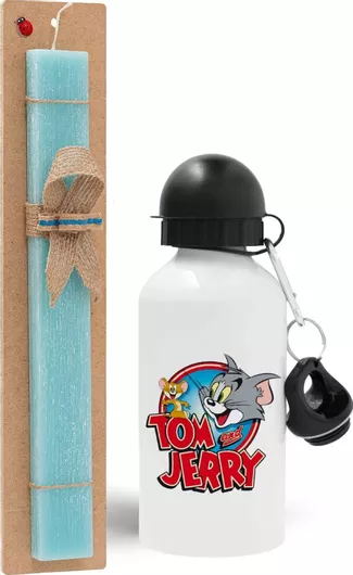 Πασχαλινή Λαμπάδα Koupakoupa Τομ & Τζέρι Σετ με Παγούρι Αλουμινίου 500ml Αρωματική Τιρκουάζ