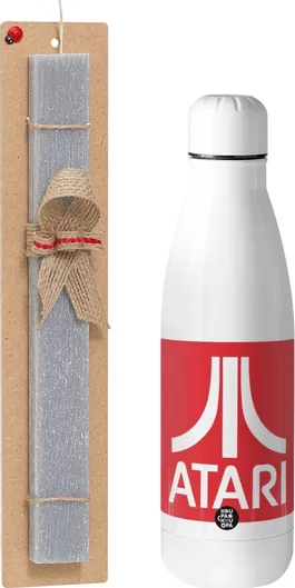 Πασχαλινή Λαμπάδα Atari Σετ με Θερμός Inox 500ml Αρωματική Γκρι