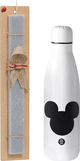 Πασχαλινή Λαμπάδα Mouse Man Σετ με Παγούρι Inox 700ml Αρωματική Γκρι