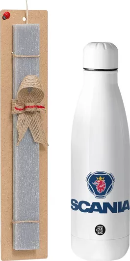 Πασχαλινή Λαμπάδα Scania Σετ με Παγούρι Inox 700ml Αρωματική Γκρι