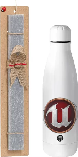 Πασχαλινή Λαμπάδα Unreal Σετ με Θερμός Inox 500ml Αρωματική Γκρι