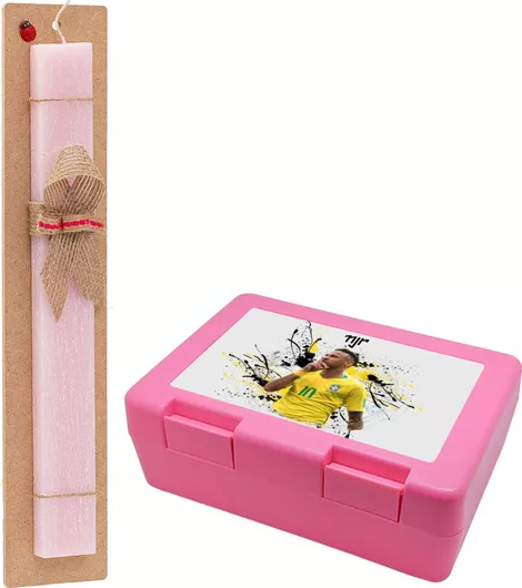 Πασχαλινή Λαμπάδα Neymar JR Αρωματική Πλακέ Σετ με Παιδικό Δοχείο Φαγητού Ροζ