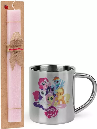 Πασχαλινή Λαμπάδα My Little Pony Αρωματική Πλακέ Σετ με Μεταλλική Κούπα Θερμός 300ml Ροζ