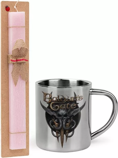 Πασχαλινή Λαμπάδα Koupakoupa Baldur's Gate Αρωματική Πλακέ Σετ με Μεταλλική Κούπα Θερμός 300ml Ροζ