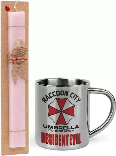 Πασχαλινή Λαμπάδα Koupakoupa Resident Evil Αρωματική Πλακέ Σετ με Μεταλλική Κούπα Θερμός 300ml Ροζ