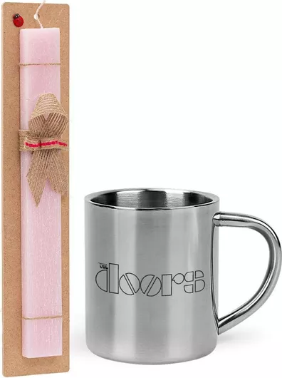 Πασχαλινή Λαμπάδα Koupakoupa The Doors Αρωματική Πλακέ Σετ με Μεταλλική Κούπα Θερμός 300ml Ροζ