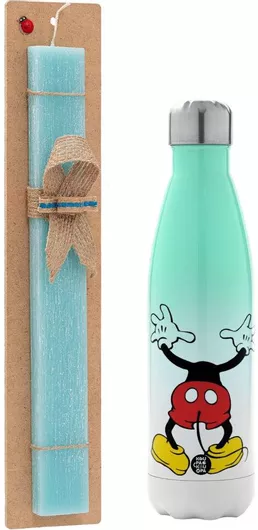 Πασχαλινή Λαμπάδα Mickey Hide... Αρωματική Πλακέ Σετ με Μεταλλικό Παγούρι Θερμός 500ml Τιρκουάζ