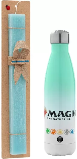Πασχαλινή Λαμπάδα Magic The Gathering Αρωματική Πλακέ Σετ με Μεταλλικό Παγούρι Θερμός 500ml Τιρκουάζ