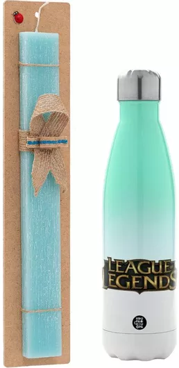 Πασχαλινή Λαμπάδα League Of Legends Lol Αρωματική Πλακέ Σετ με Μεταλλικό Παγούρι Θερμός 500ml Τιρκουάζ