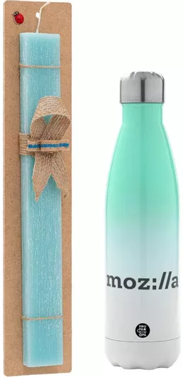 Πασχαλινή Λαμπάδα Moz:lla Αρωματική Πλακέ Σετ με Μεταλλικό Παγούρι Θερμός 500ml Τιρκουάζ