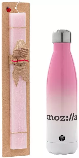 Πασχαλινή Λαμπάδα Moz:lla Αρωματική Πλακέ Σετ με Μεταλλικό Παγούρι Θερμός 500ml Ροζ
