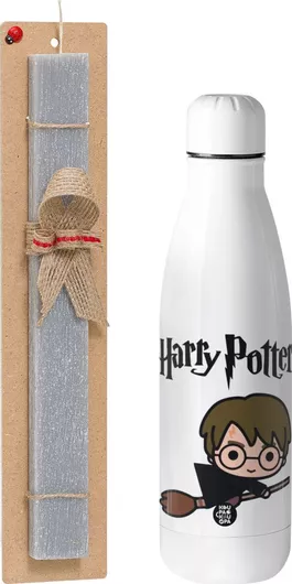 Πασχαλινή Λαμπάδα Harry Potter Kid Αρωματική Πλακέ Σετ με Inox Παγούρι 500ml Γκρι